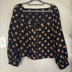 J. Crew linen polka dot blouse